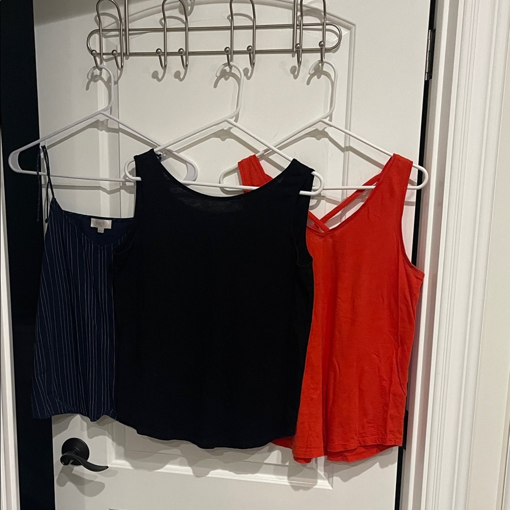 LOFT Women's Tank Tops - Navy, Black, and Red